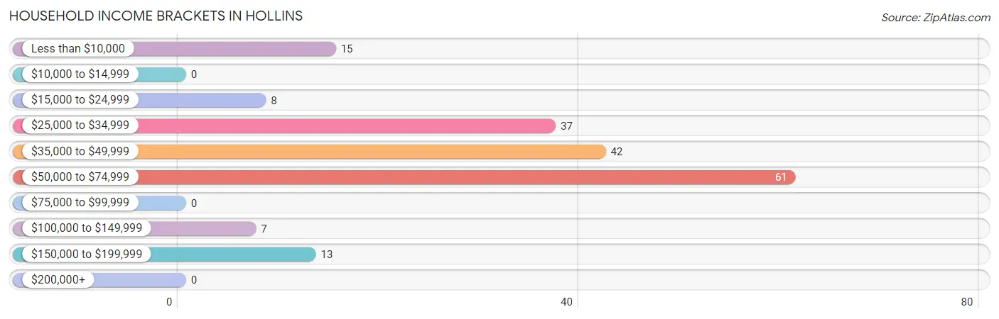 Household Income Brackets in Hollins