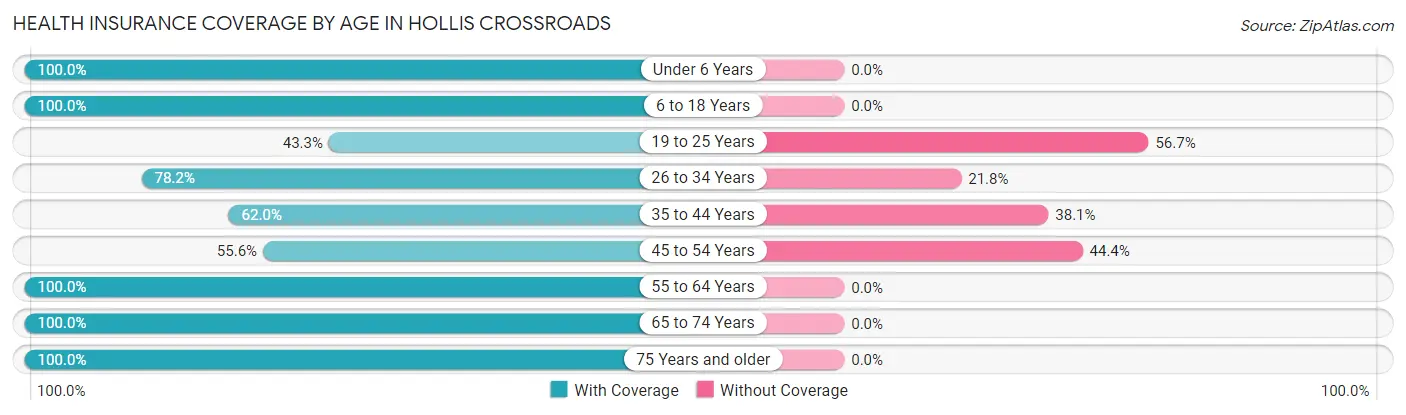 Health Insurance Coverage by Age in Hollis Crossroads