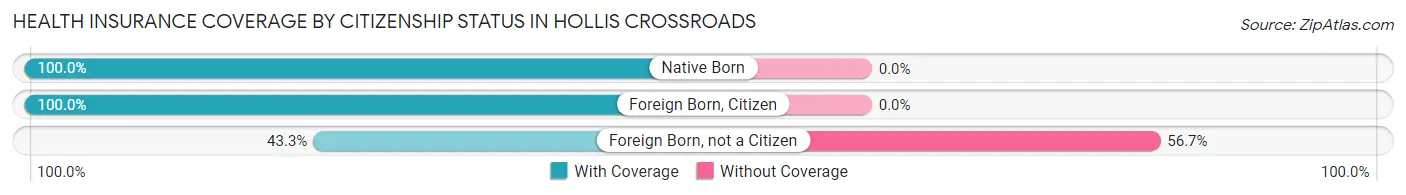 Health Insurance Coverage by Citizenship Status in Hollis Crossroads