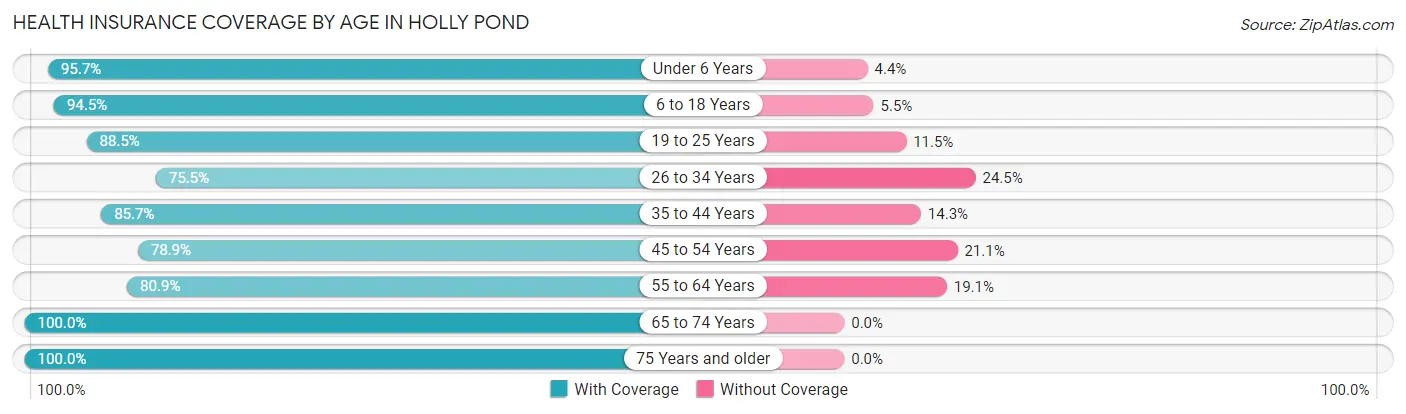 Health Insurance Coverage by Age in Holly Pond