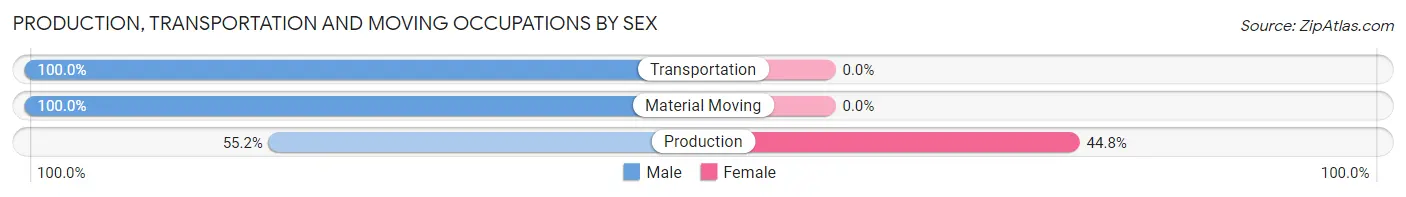 Production, Transportation and Moving Occupations by Sex in Hollywood