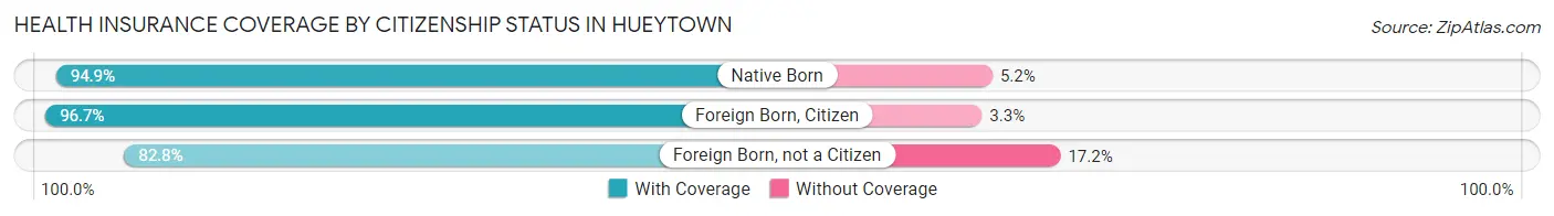 Health Insurance Coverage by Citizenship Status in Hueytown