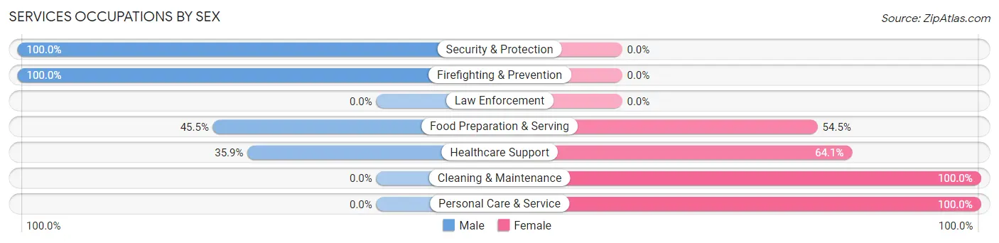 Services Occupations by Sex in Huguley
