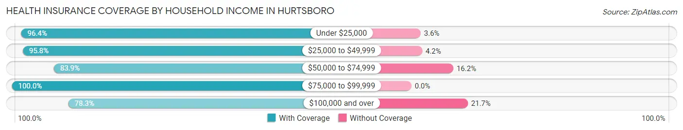Health Insurance Coverage by Household Income in Hurtsboro