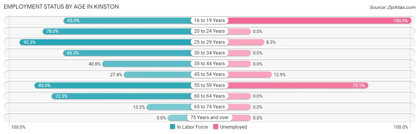 Employment Status by Age in Kinston