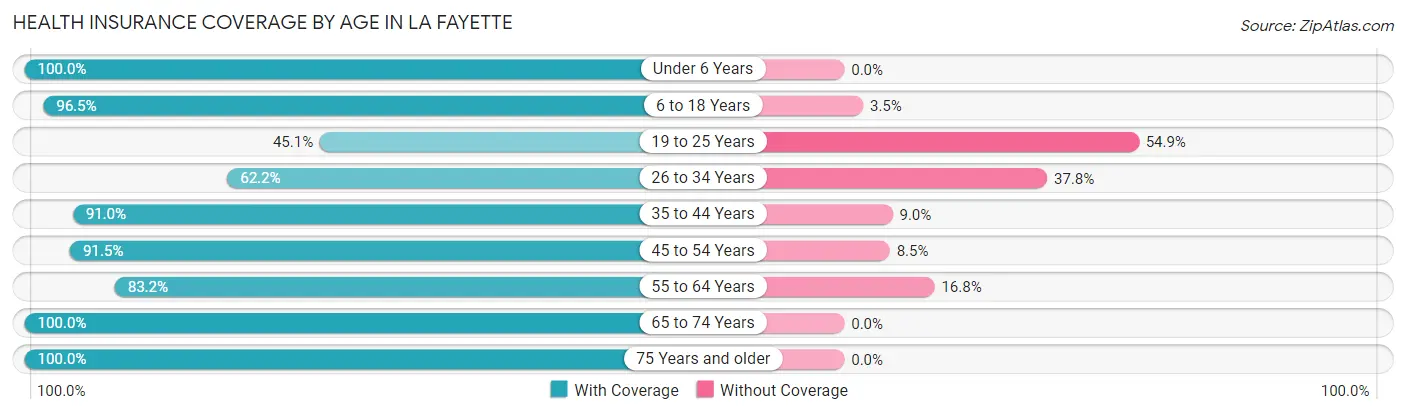 Health Insurance Coverage by Age in La Fayette