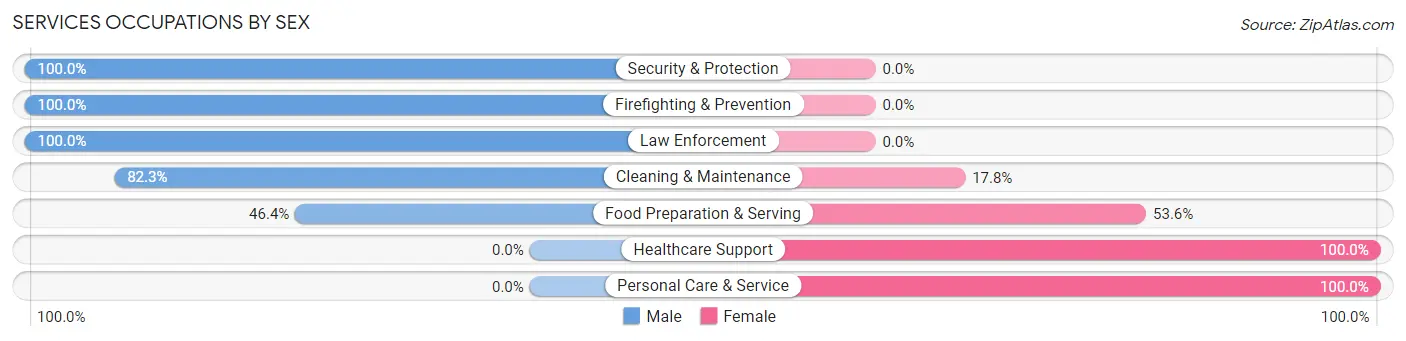 Services Occupations by Sex in Leeds