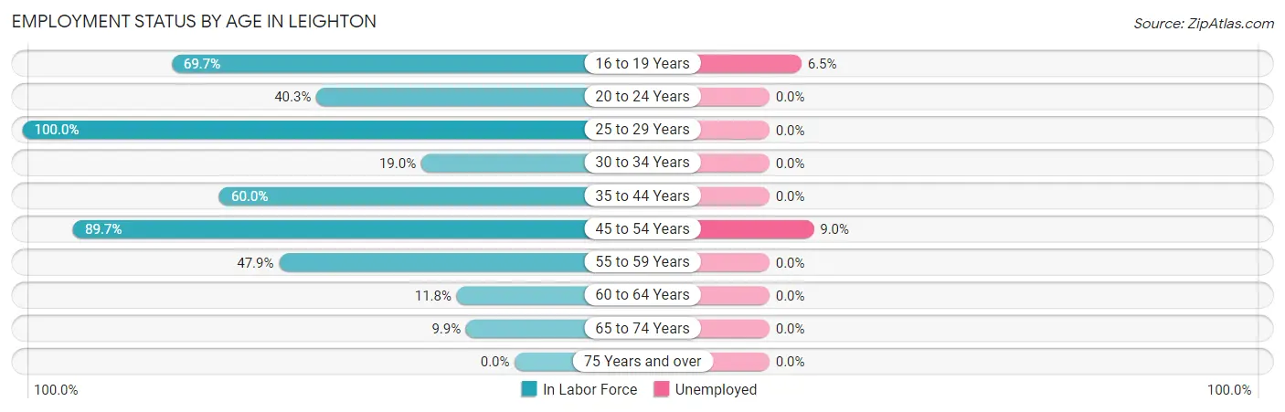 Employment Status by Age in Leighton