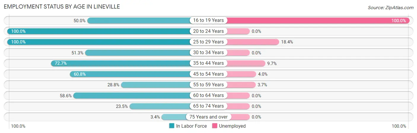 Employment Status by Age in Lineville