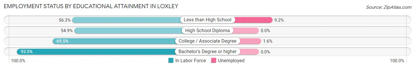Employment Status by Educational Attainment in Loxley