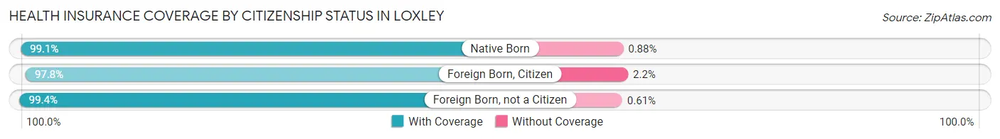 Health Insurance Coverage by Citizenship Status in Loxley
