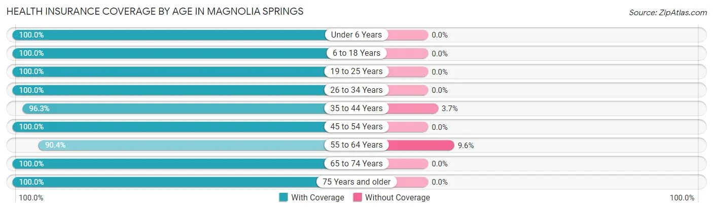 Health Insurance Coverage by Age in Magnolia Springs