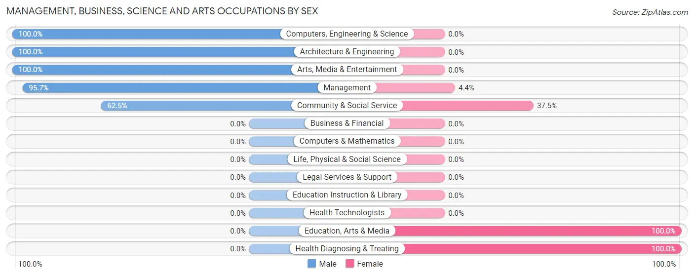 Management, Business, Science and Arts Occupations by Sex in Millry