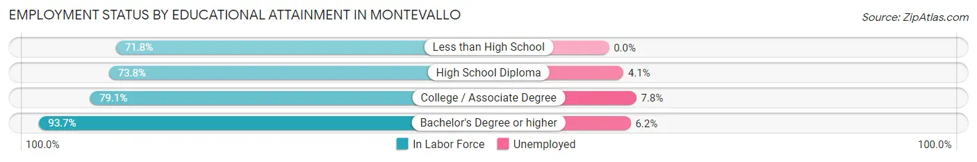 Employment Status by Educational Attainment in Montevallo
