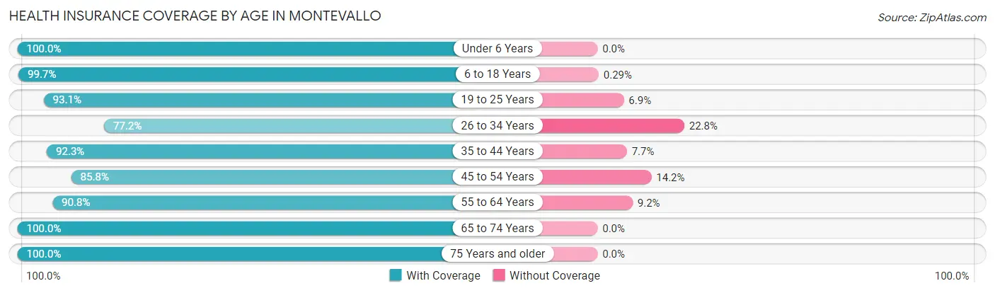 Health Insurance Coverage by Age in Montevallo