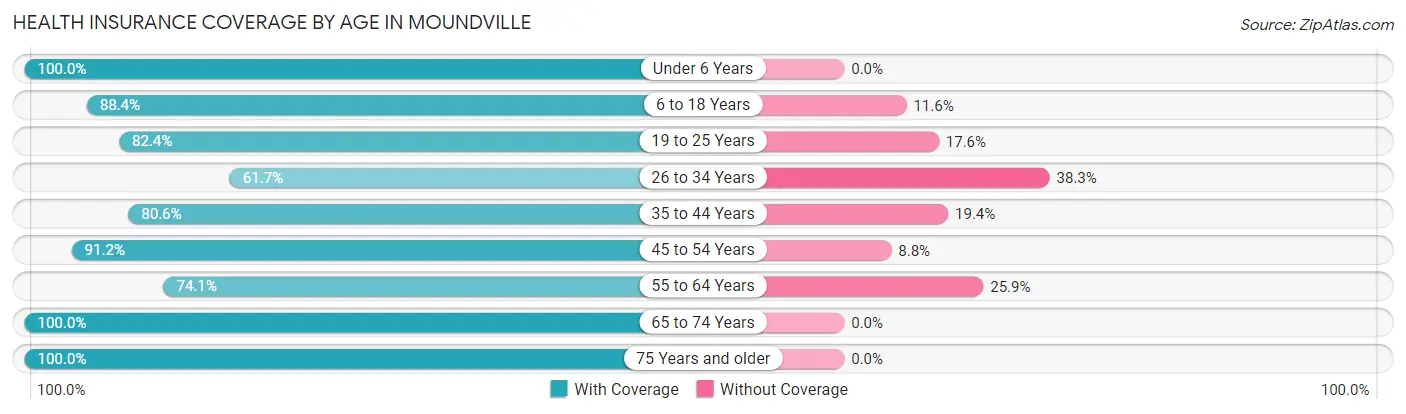 Health Insurance Coverage by Age in Moundville