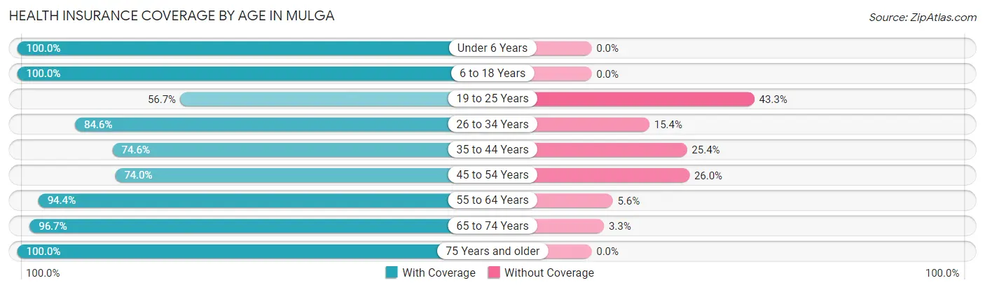 Health Insurance Coverage by Age in Mulga