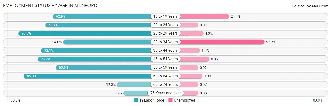 Employment Status by Age in Munford