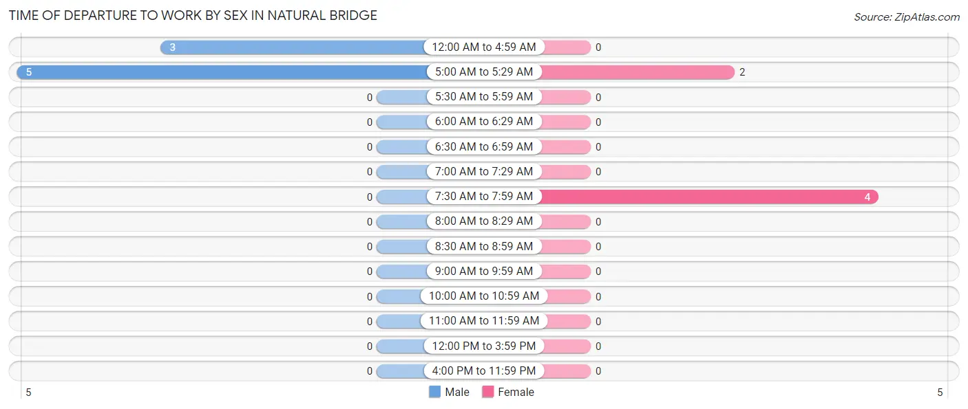 Time of Departure to Work by Sex in Natural Bridge