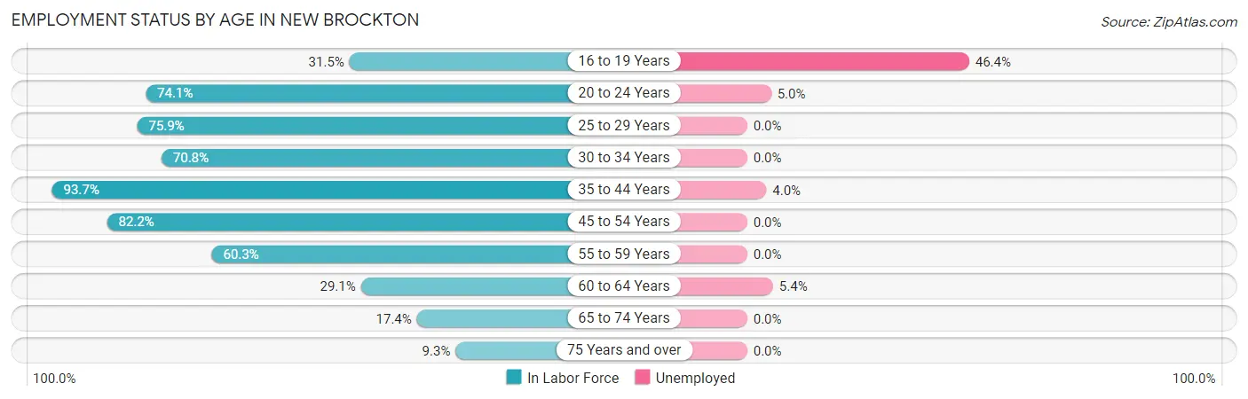 Employment Status by Age in New Brockton