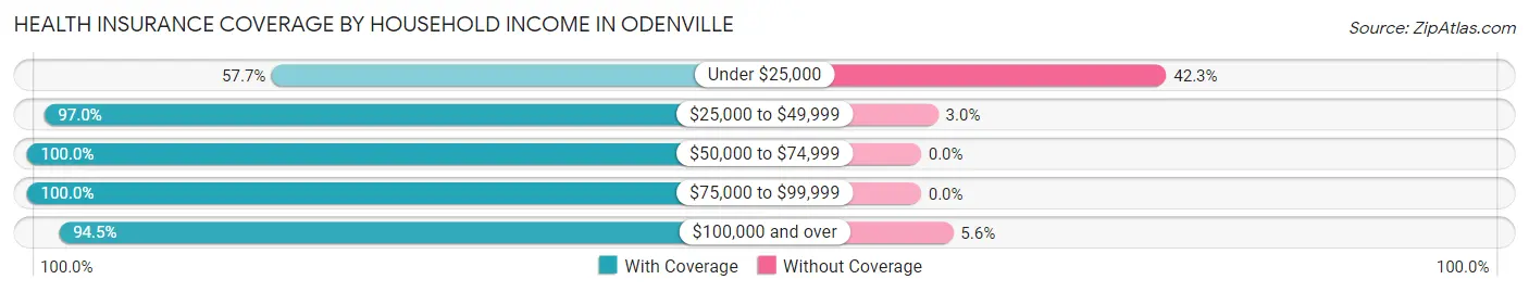 Health Insurance Coverage by Household Income in Odenville
