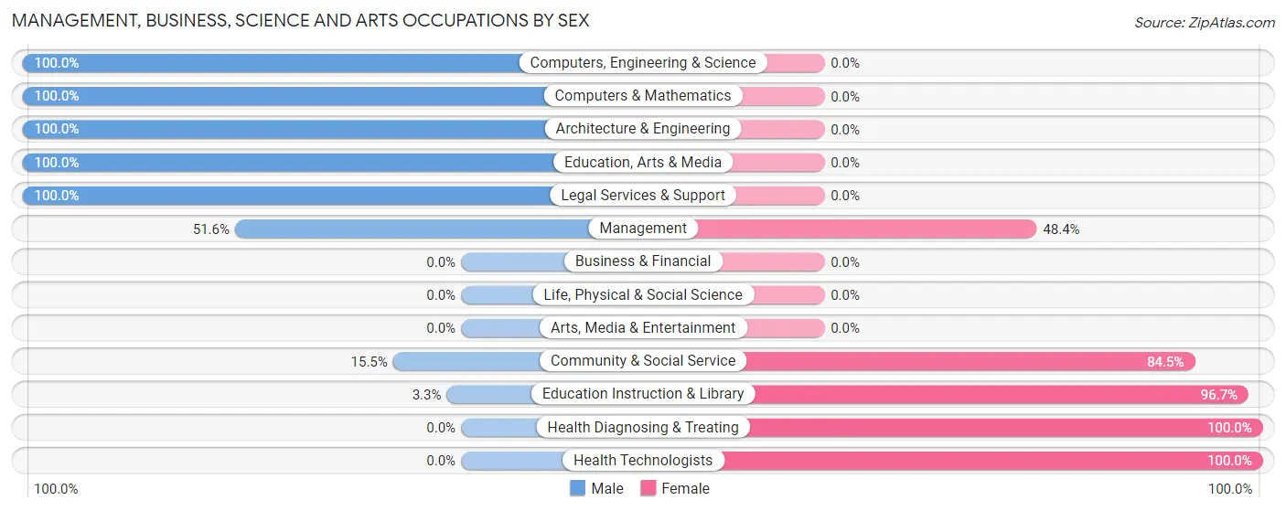 Management, Business, Science and Arts Occupations by Sex in Oneonta