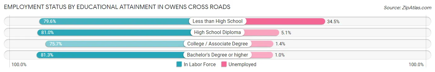 Employment Status by Educational Attainment in Owens Cross Roads