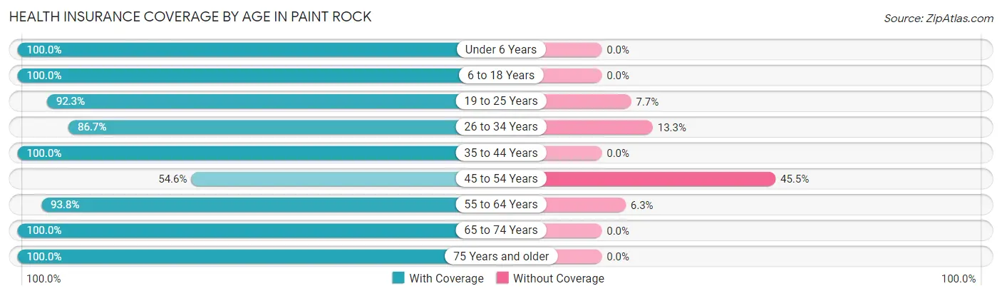 Health Insurance Coverage by Age in Paint Rock