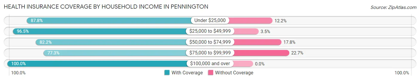 Health Insurance Coverage by Household Income in Pennington