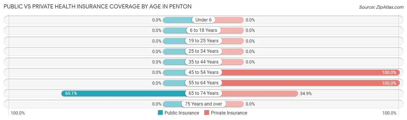 Public vs Private Health Insurance Coverage by Age in Penton