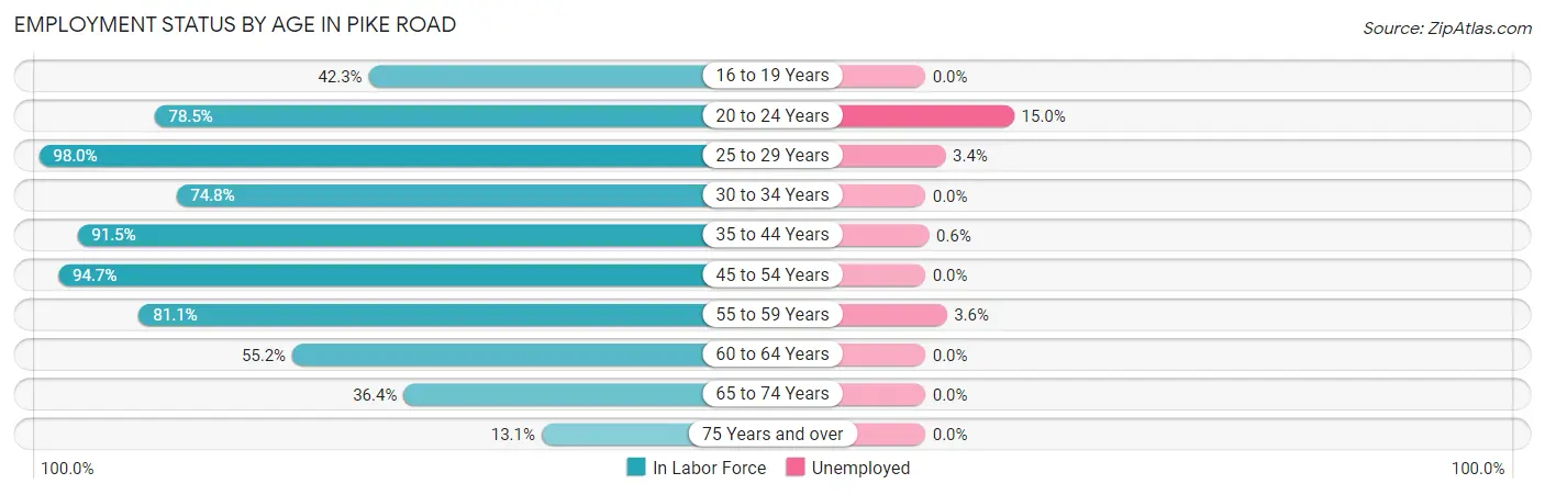 Employment Status by Age in Pike Road