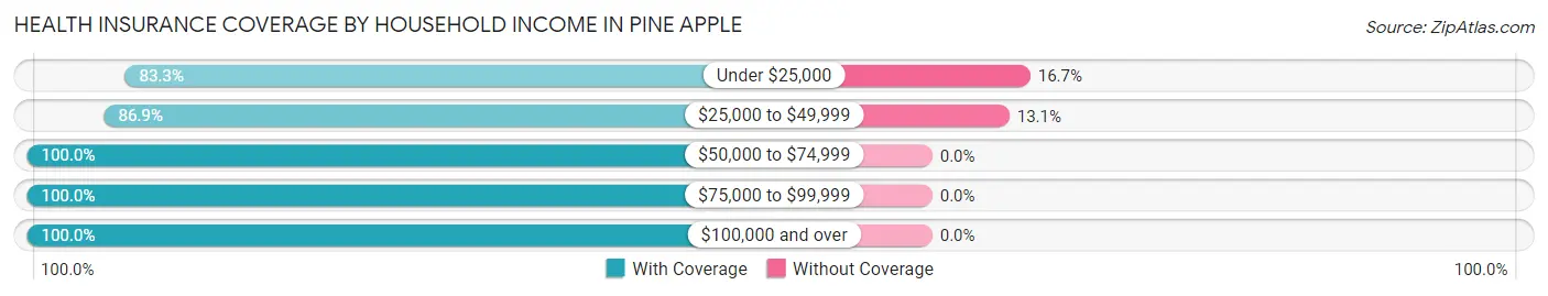 Health Insurance Coverage by Household Income in Pine Apple
