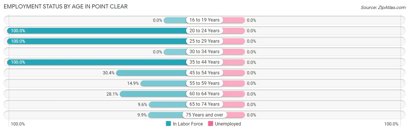 Employment Status by Age in Point Clear