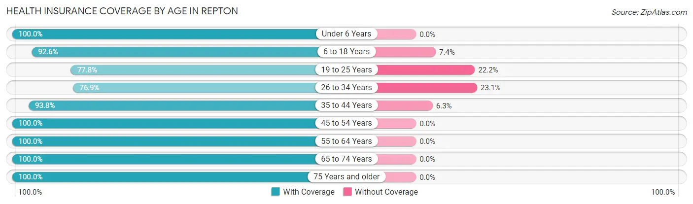 Health Insurance Coverage by Age in Repton