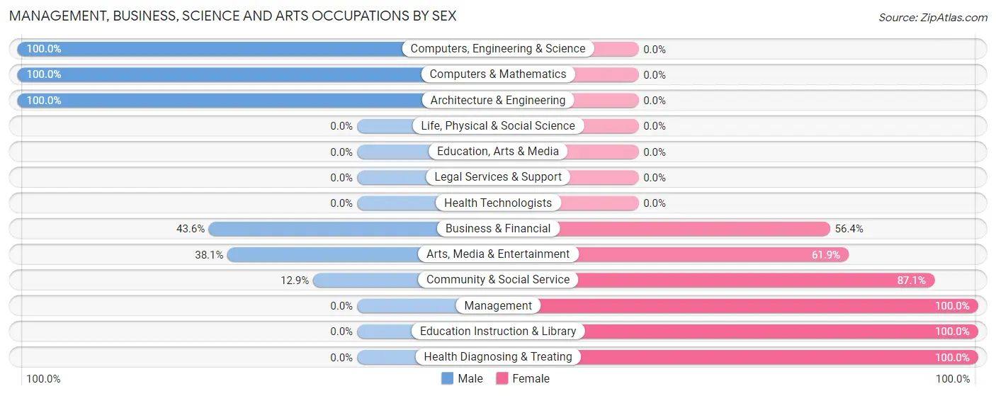 Management, Business, Science and Arts Occupations by Sex in Rock Creek