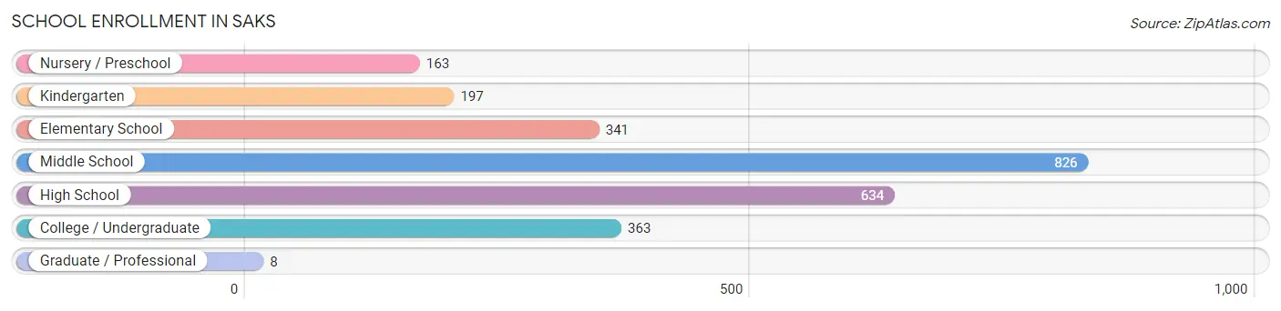 School Enrollment in Saks