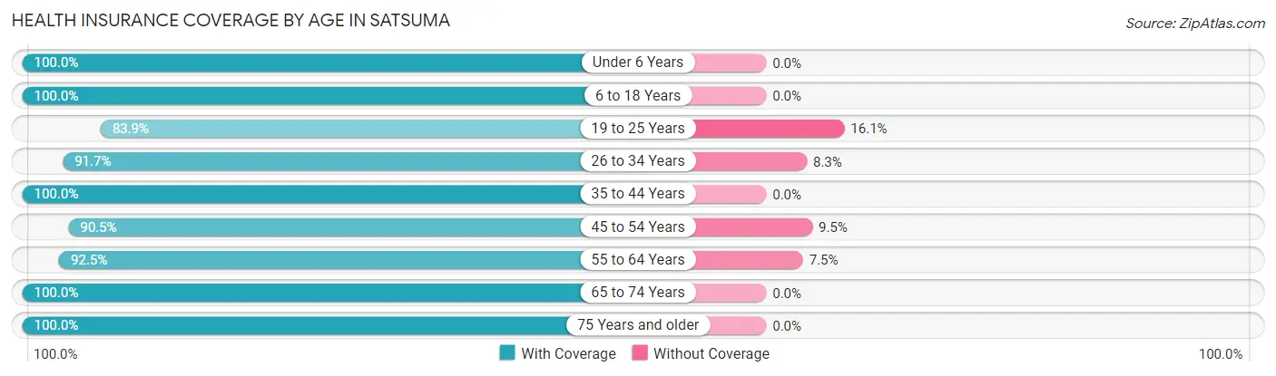 Health Insurance Coverage by Age in Satsuma