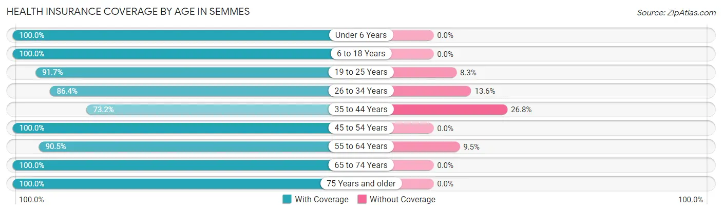 Health Insurance Coverage by Age in Semmes