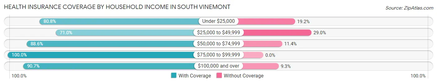 Health Insurance Coverage by Household Income in South Vinemont