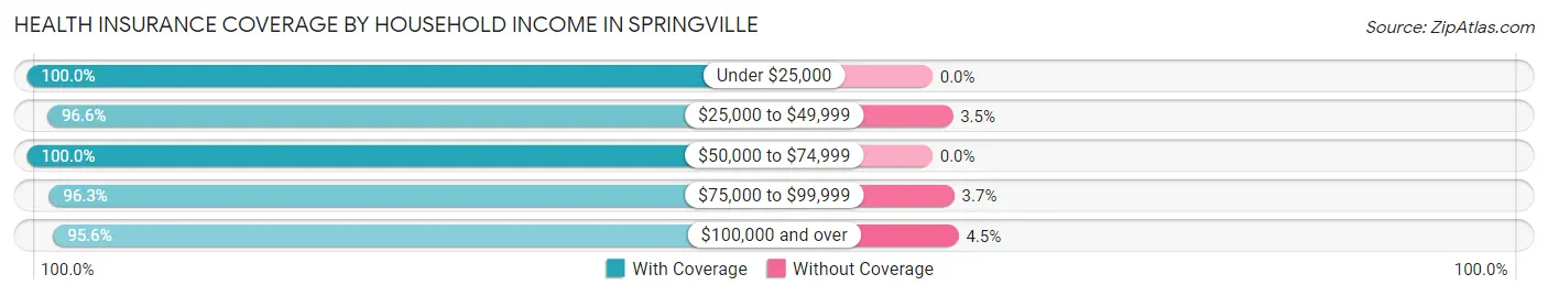 Health Insurance Coverage by Household Income in Springville