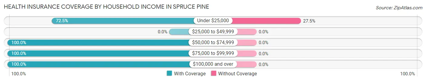 Health Insurance Coverage by Household Income in Spruce Pine