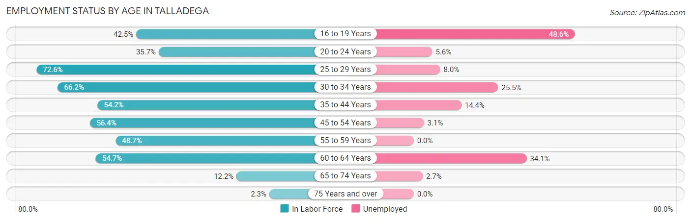 Employment Status by Age in Talladega