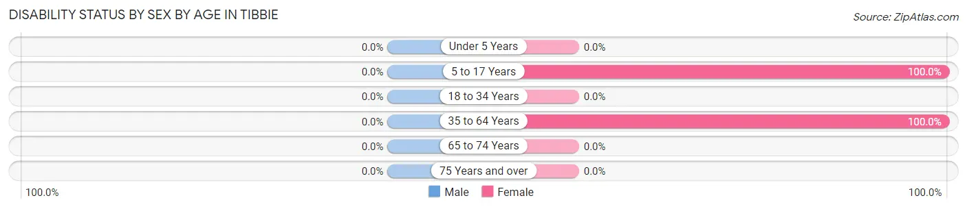 Disability Status by Sex by Age in Tibbie