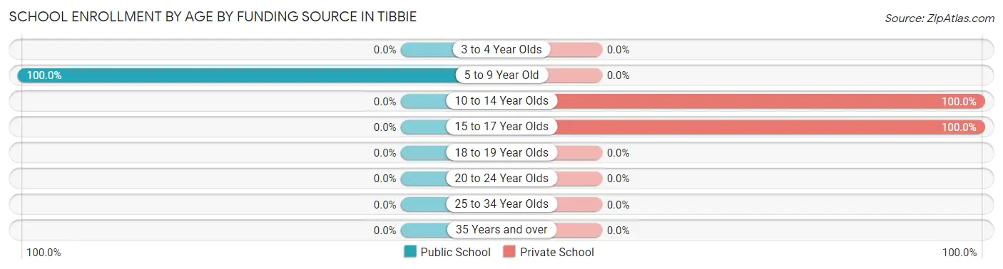 School Enrollment by Age by Funding Source in Tibbie