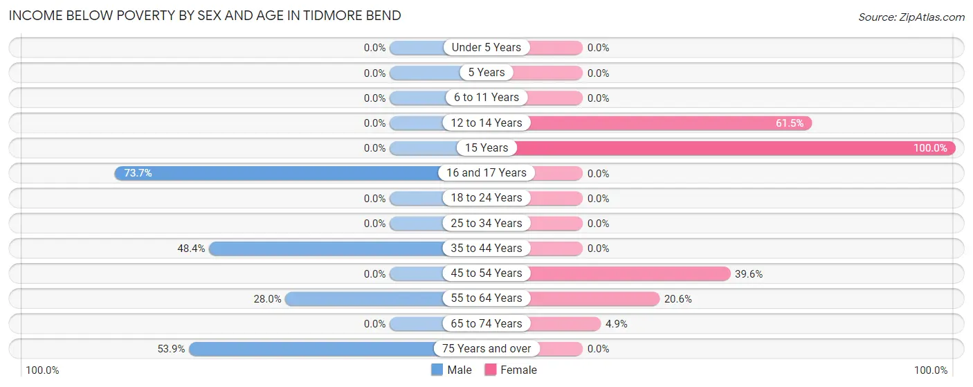 Income Below Poverty by Sex and Age in Tidmore Bend