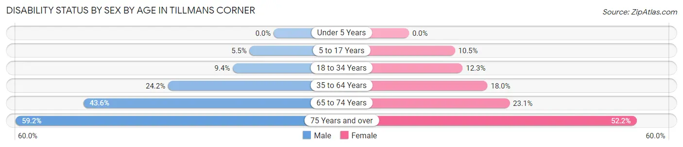 Disability Status by Sex by Age in Tillmans Corner