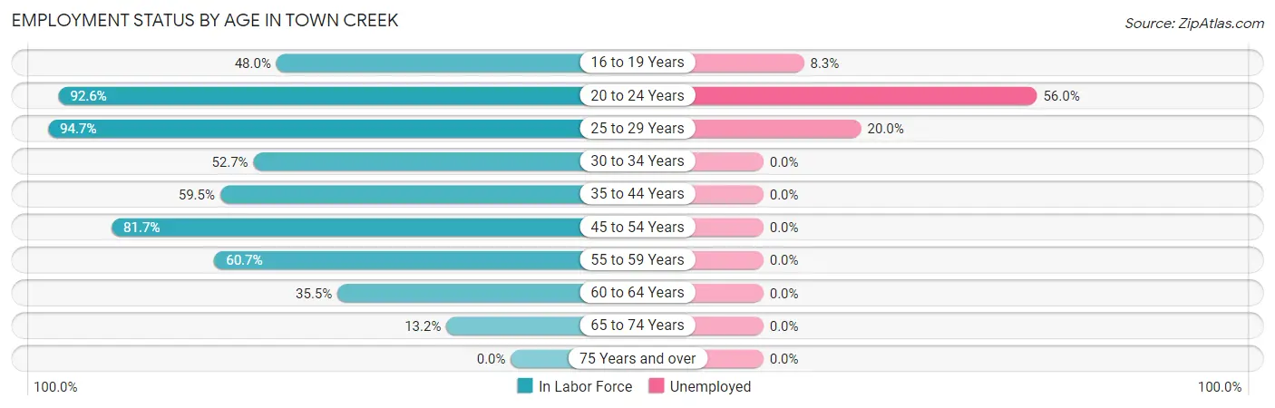Employment Status by Age in Town Creek