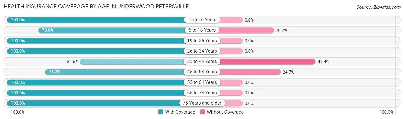 Health Insurance Coverage by Age in Underwood Petersville