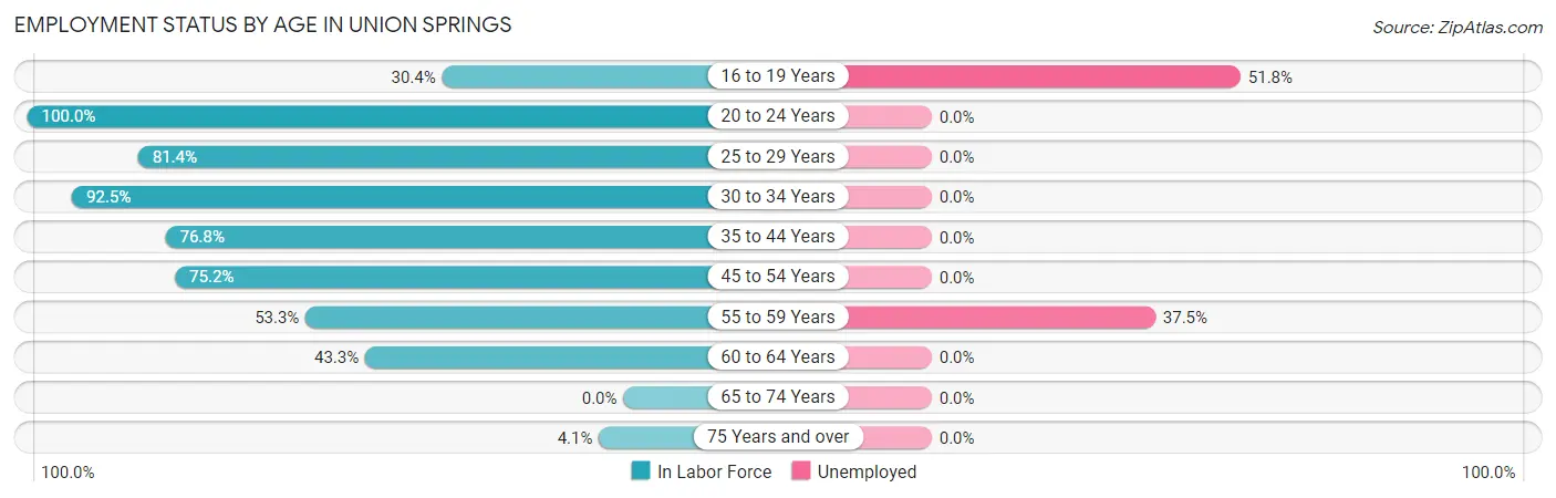 Employment Status by Age in Union Springs