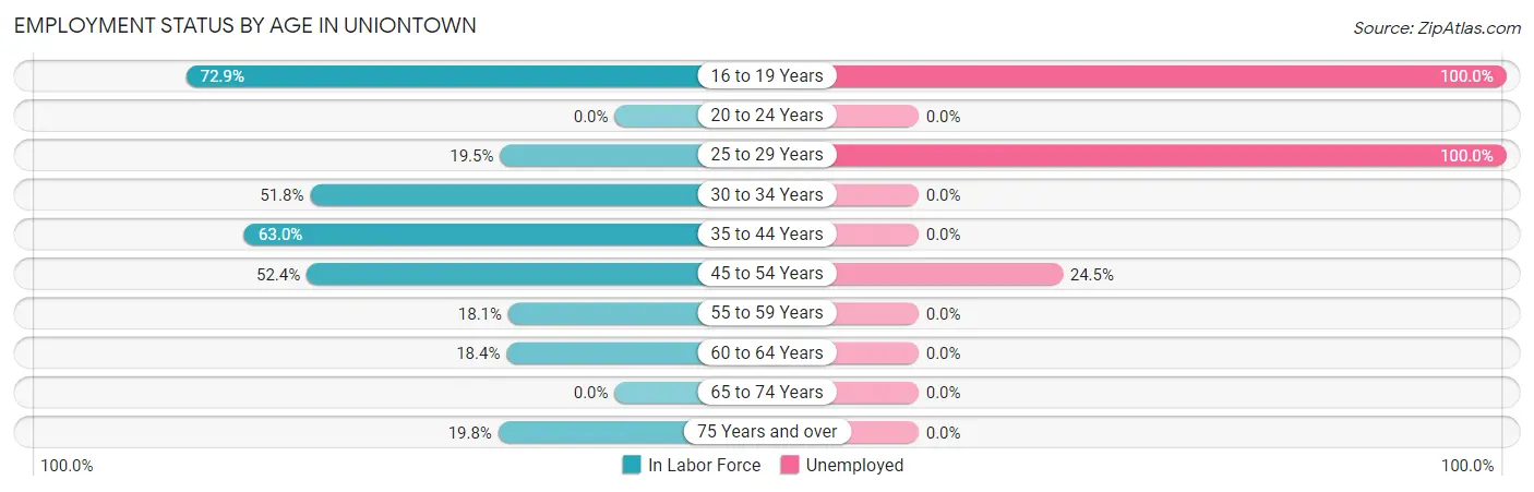 Employment Status by Age in Uniontown
